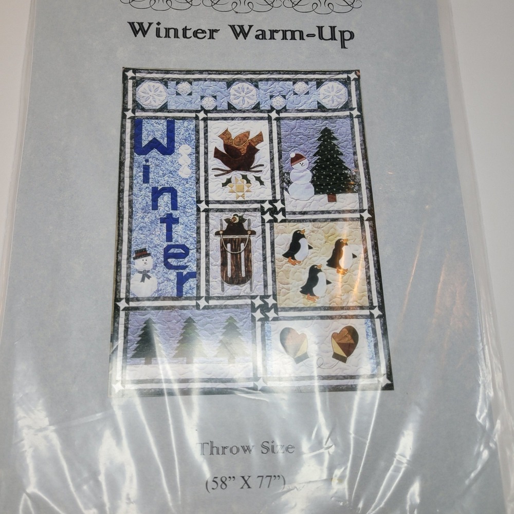 Creative Notions Winter Warm-Up Quilt Pattern OS Blue Excellent Seasonal Throw